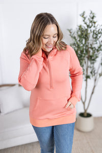 Scuba Half Zip Hoodie in Coral