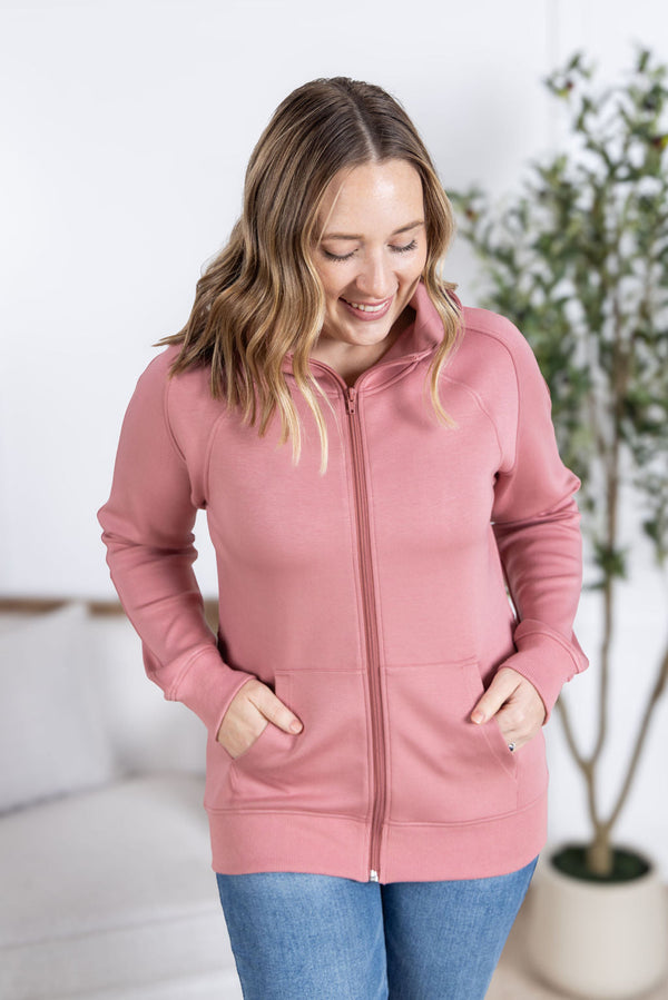 Scuba Full Zip Hoodie in Rose