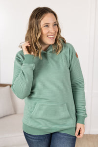 Tatum Textured Pullover Hoodie in Sea Green