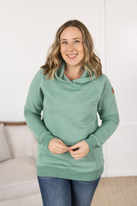 Tatum Textured Pullover Hoodie in Sea Green