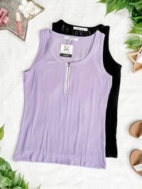Mila Zipper Tank in Black