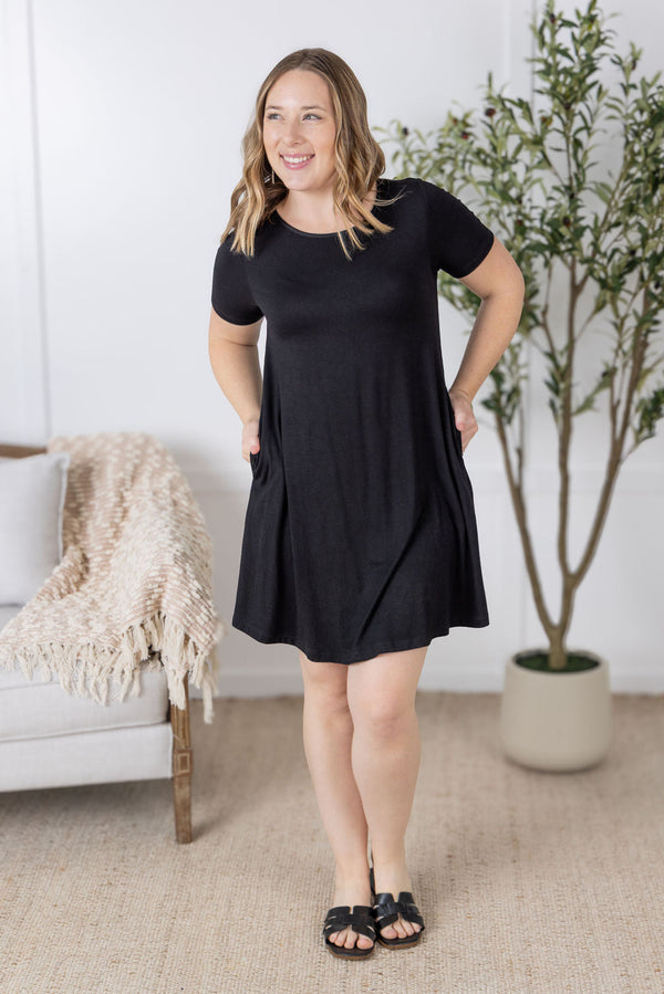 Roxy Swing Tunic Dress in Black