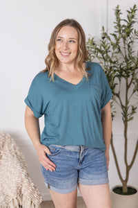 Sierra Pocket Top in Light Teal