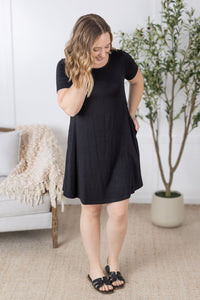 Roxy Swing Tunic Dress in Black