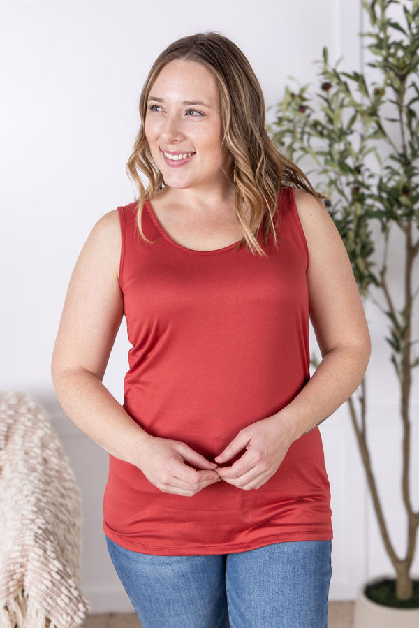 Luxe Crew Tank in Papaya