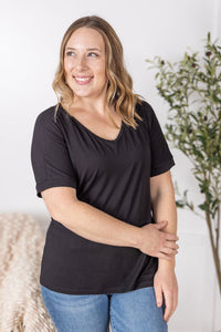 Bamboo V Neck Tee in Black