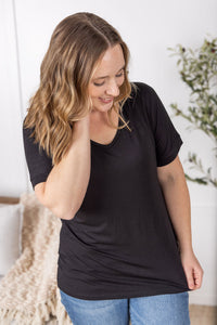 Bamboo V Neck Tee in Black