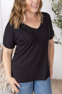 Bamboo V Neck Tee in Black