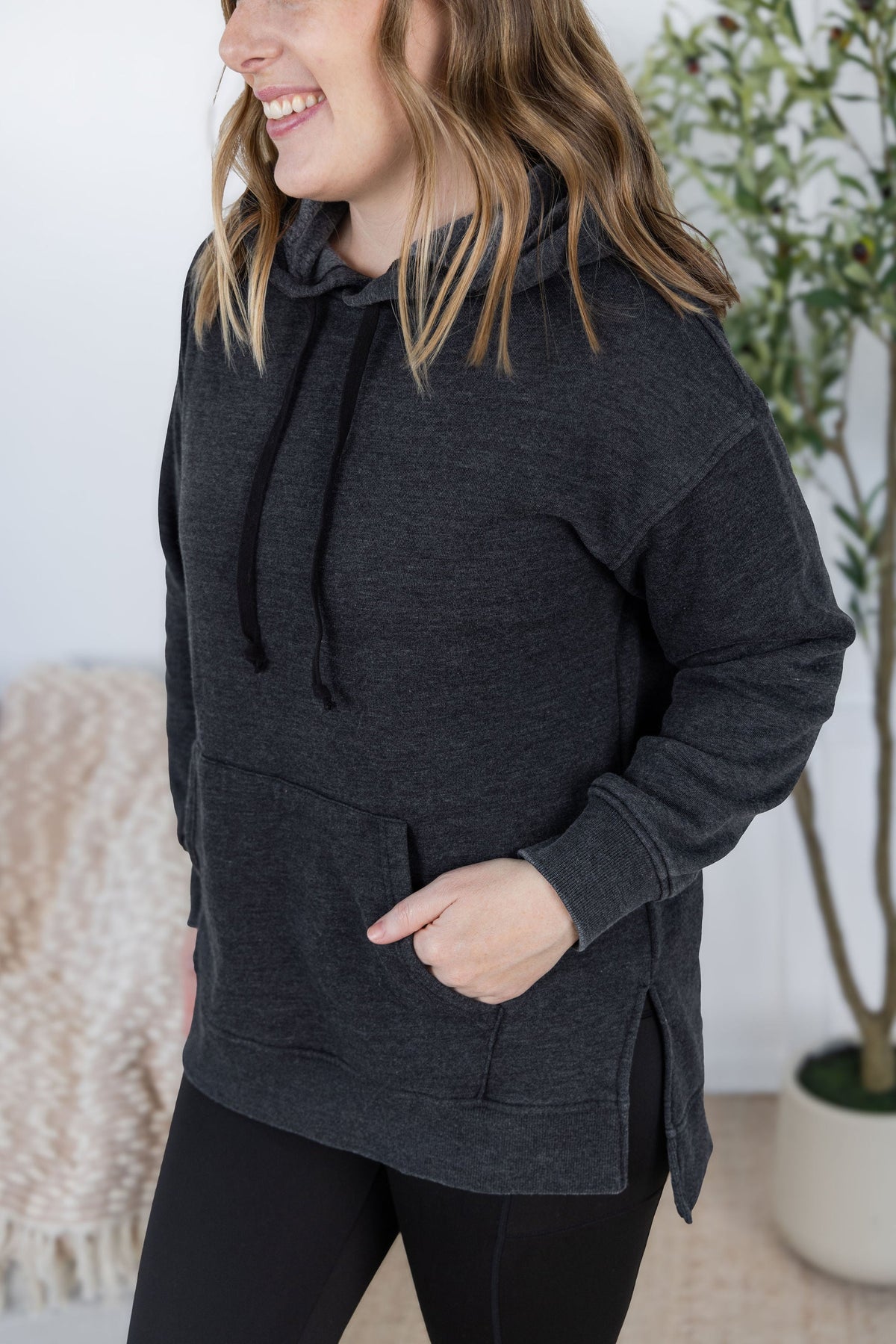 Vintage Wash Hoodie in Black