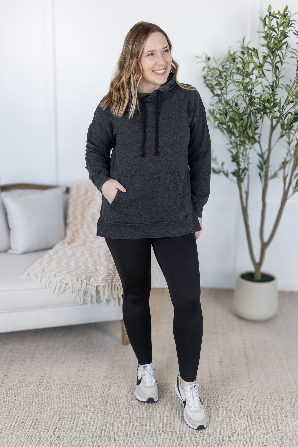 Vintage Wash Hoodie in Black