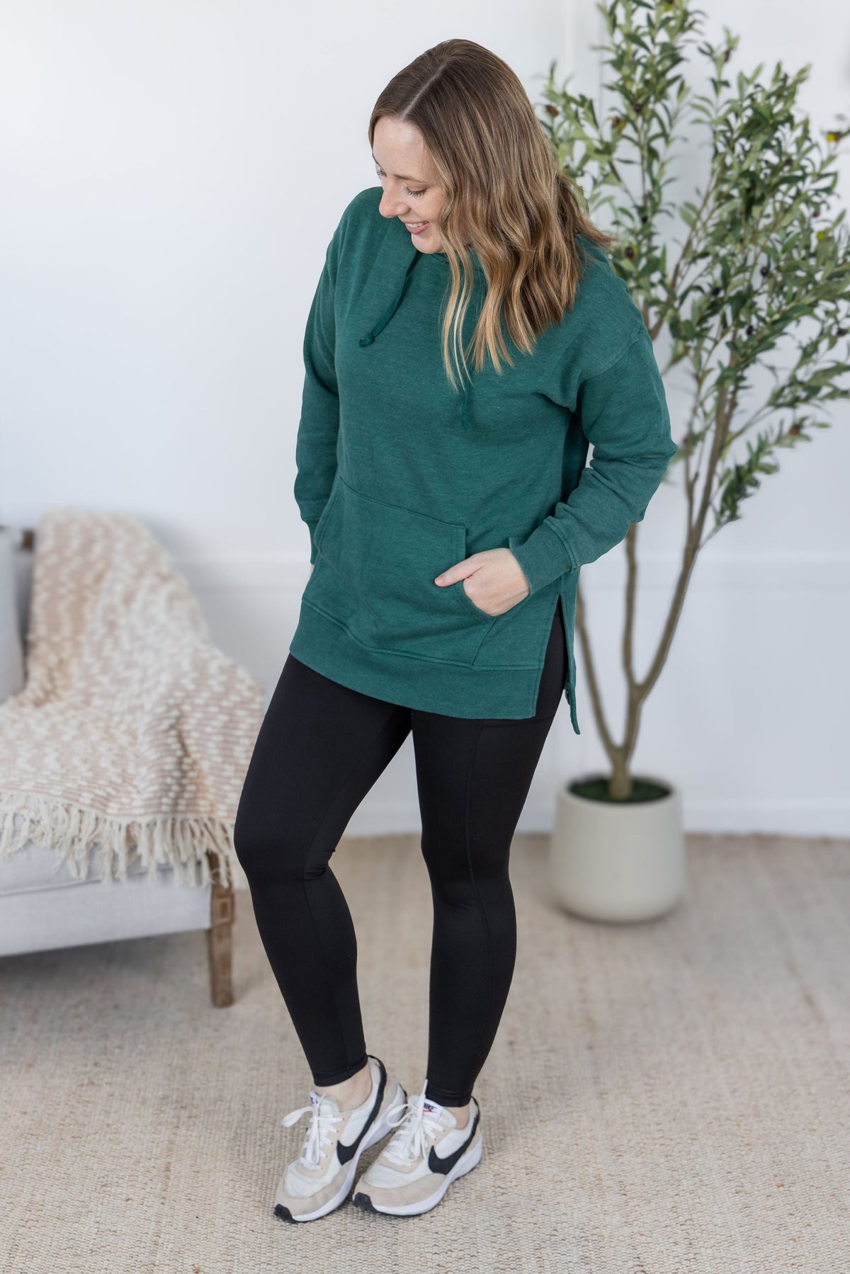 Vintage Wash Hoodie in Hunter Green