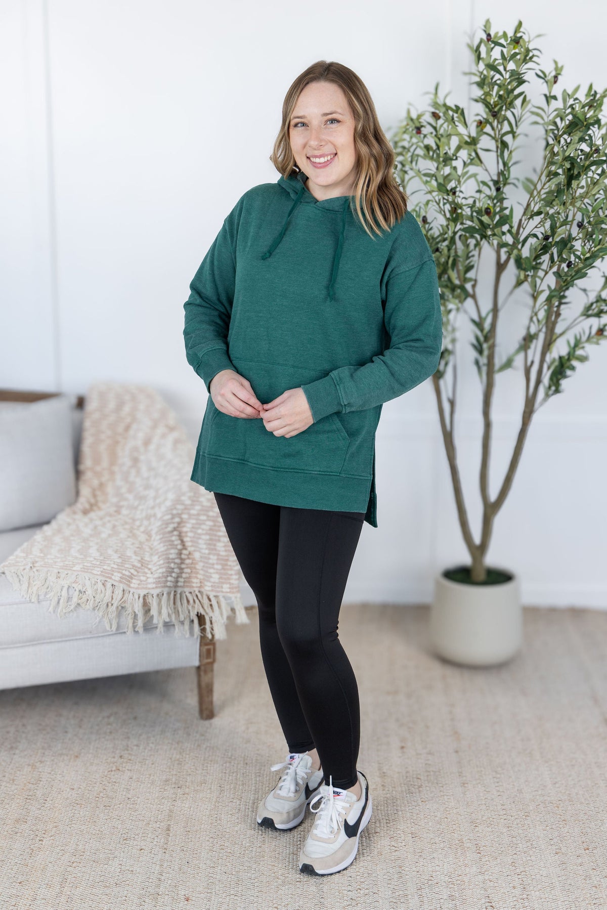 Vintage Wash Hoodie in Hunter Green