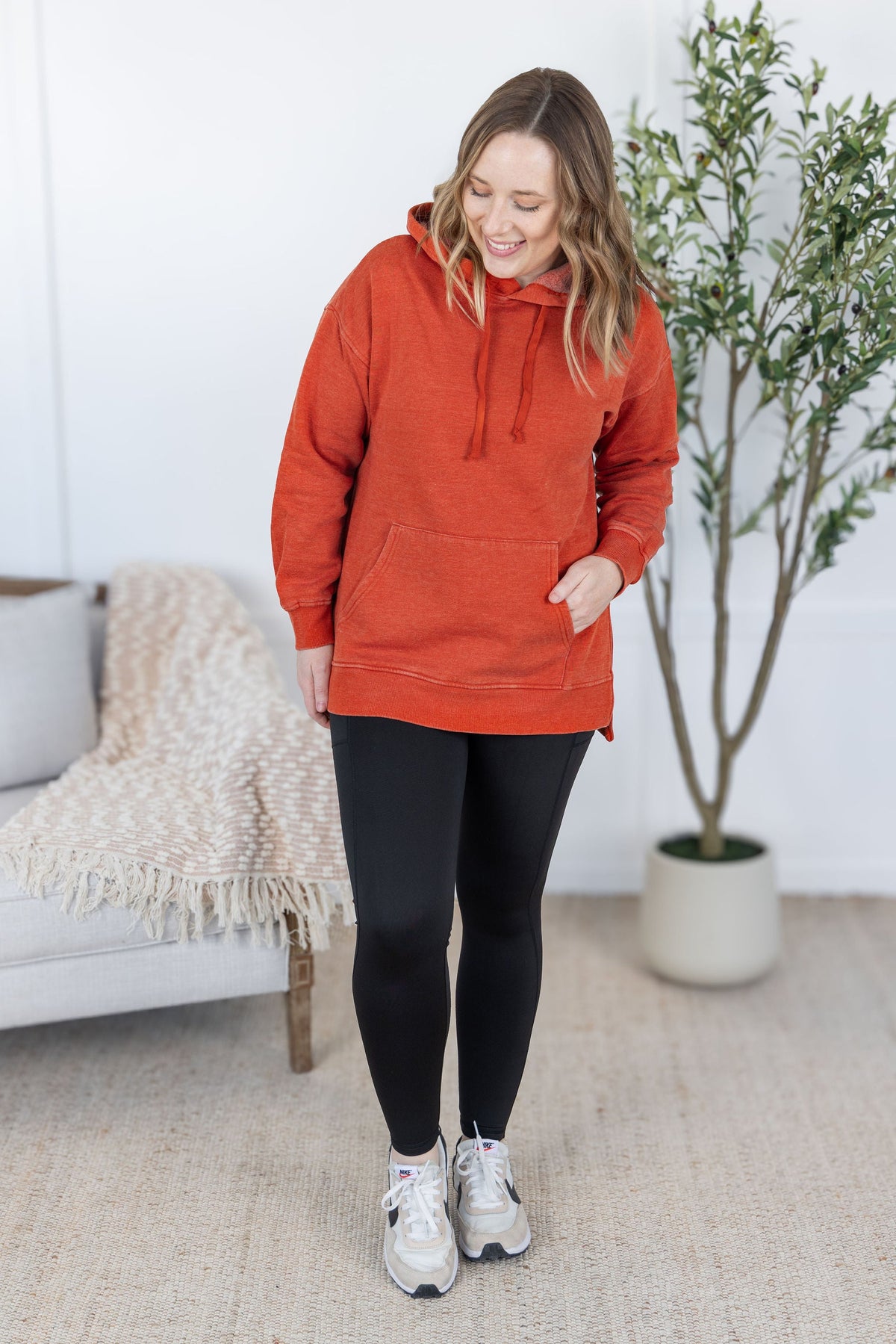 Vintage Wash Hoodie  Rust