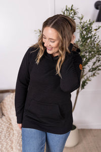Tatum Textured Pullover Hoodie in Black