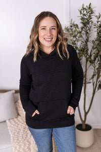 Tatum Textured Pullover Hoodie in Black