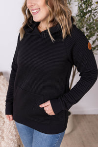 Tatum Textured Pullover Hoodie in Black