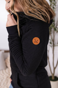 Tatum Textured Pullover Hoodie in Black