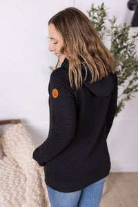 Tatum Textured Pullover Hoodie in Black