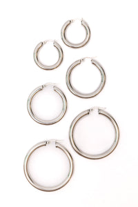 Day to Day Hoop Earrings Set of 3 in Silver