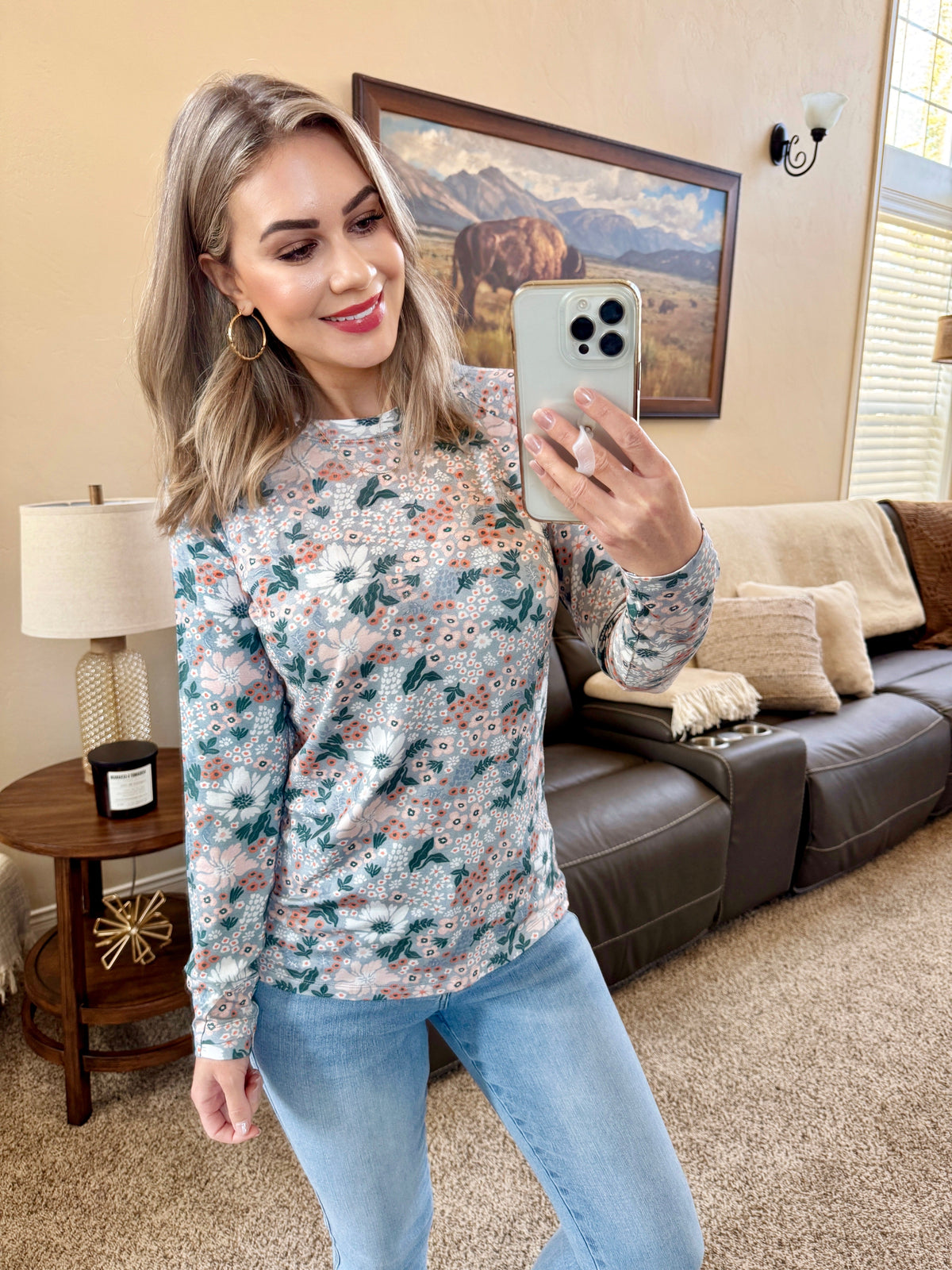 Blair Long Sleeve Top in Ditsy Blush Floral