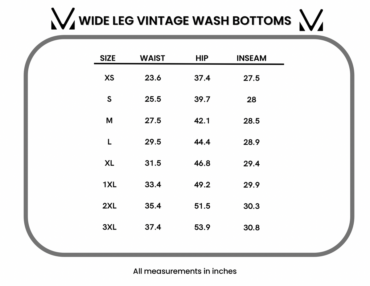 Wide Leg Vintage Wash Bottoms in Winter Blue