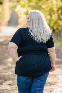 Sarah Ruffle Short Sleeve in Black