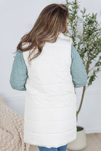Harlow Long Vest in Cream