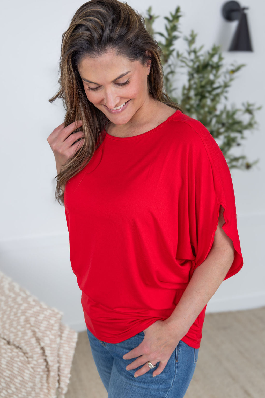 Darcy Dolman Top in Red