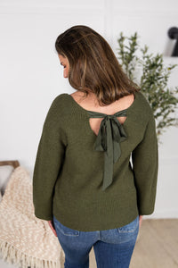 Bethany Bow Knit Sweater in Olive