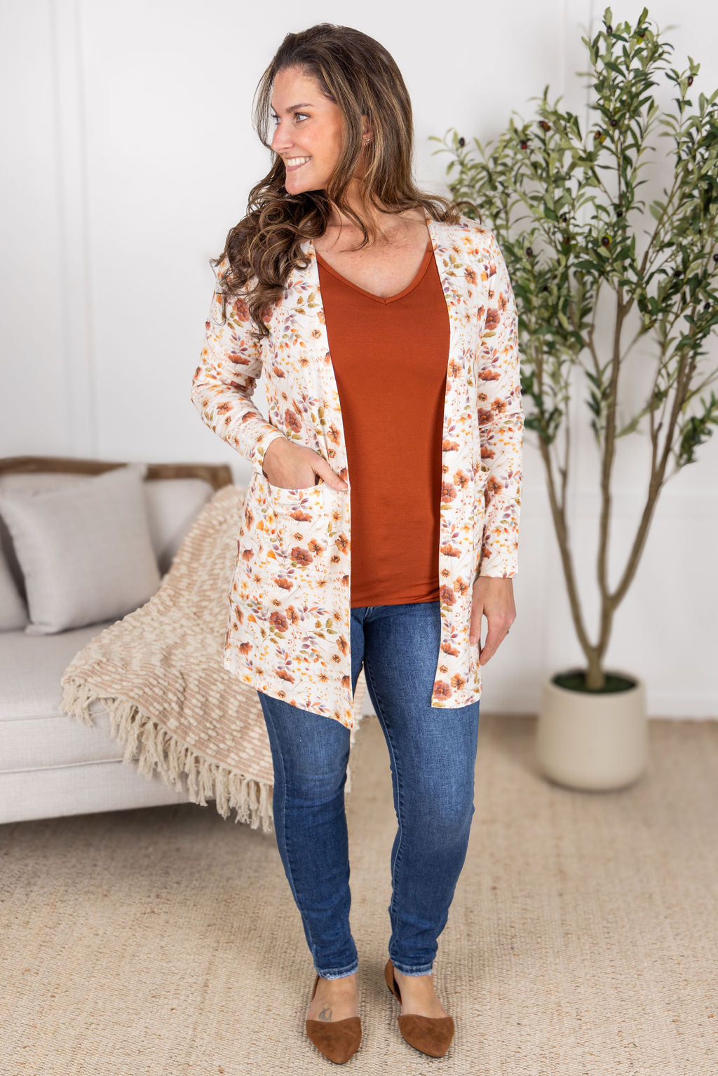 Classic Cardigan in Harvest Charm Floral