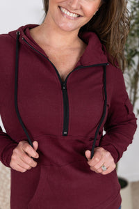 Pixie Pocket Half Zip Hoodie in Burgundy
