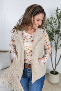 Heather Hooded Vest in Beige
