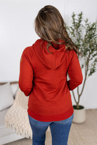 Tatum Textured Pullover Hoodie in Rust