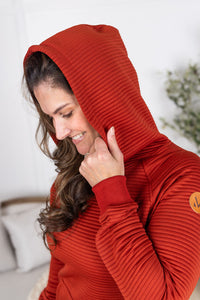 Tatum Textured Pullover Hoodie in Rust