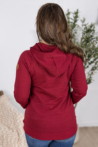 Tatum Textured Pullover Hoodie in Burgundy