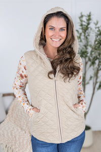 Heather Hooded Vest in Beige