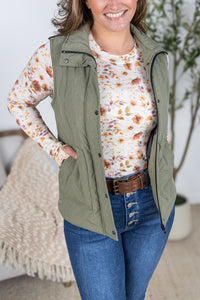 Remy Zip Up Vest in Heathered Sage