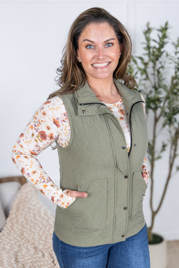 Remy Zip Up Vest in Heathered Sage