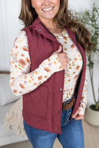 Remy Zip Up Vest in Heathered Burgundy
