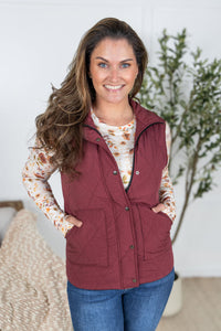 Remy Zip Up Vest in Heathered Burgundy