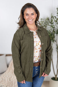 Lightweight Corduroy Button Down in Olive