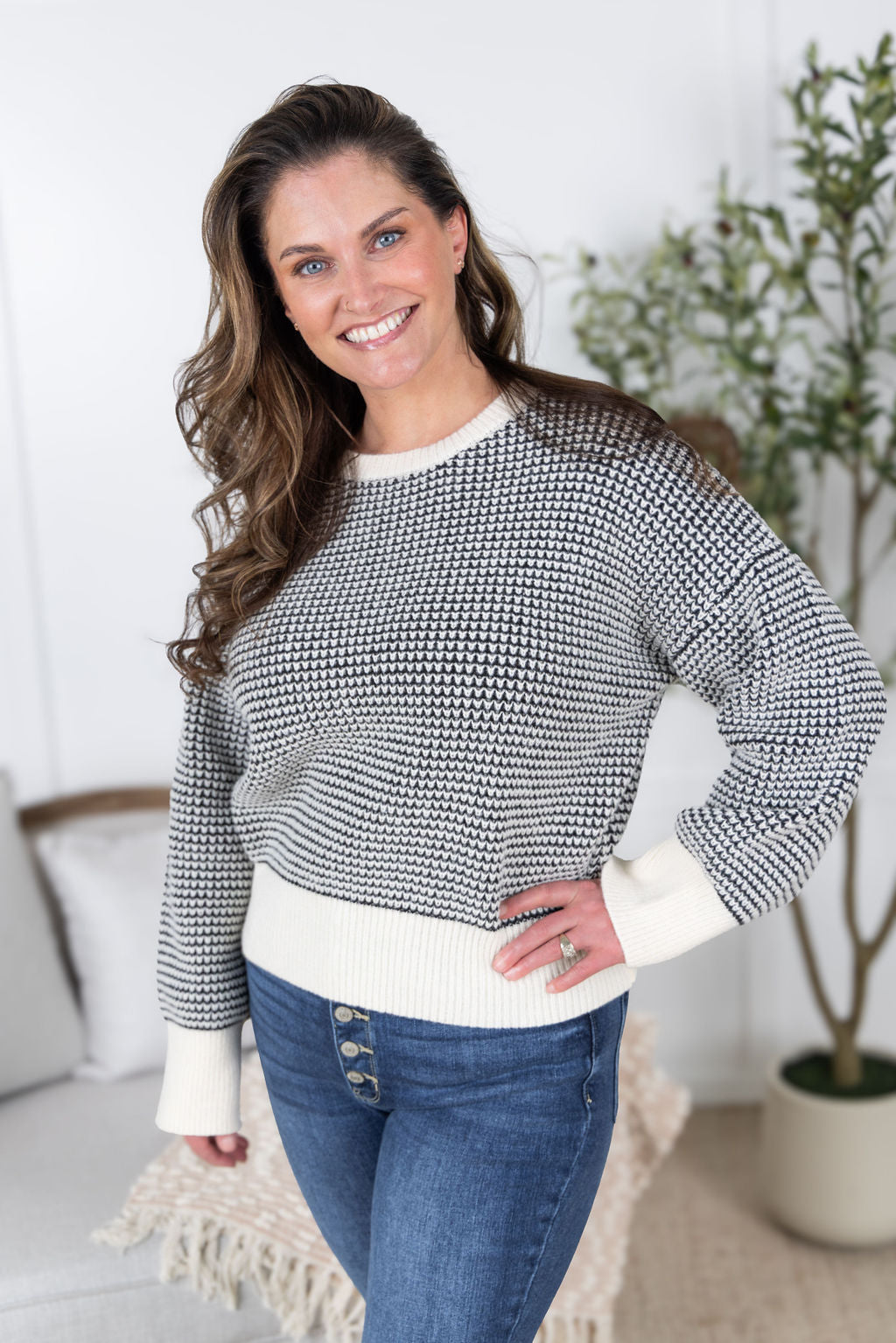 Charlotte Sweater in Black and Cream
