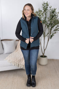 Remy Zip Up Vest in Teal