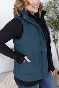 Remy Zip Up Vest in Teal