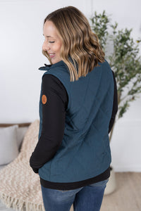 Remy Zip Up Vest in Teal