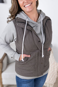 Remy Zip Up Vest in Charcoal