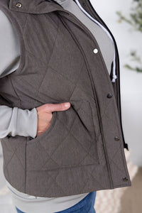 Remy Zip Up Vest in Charcoal