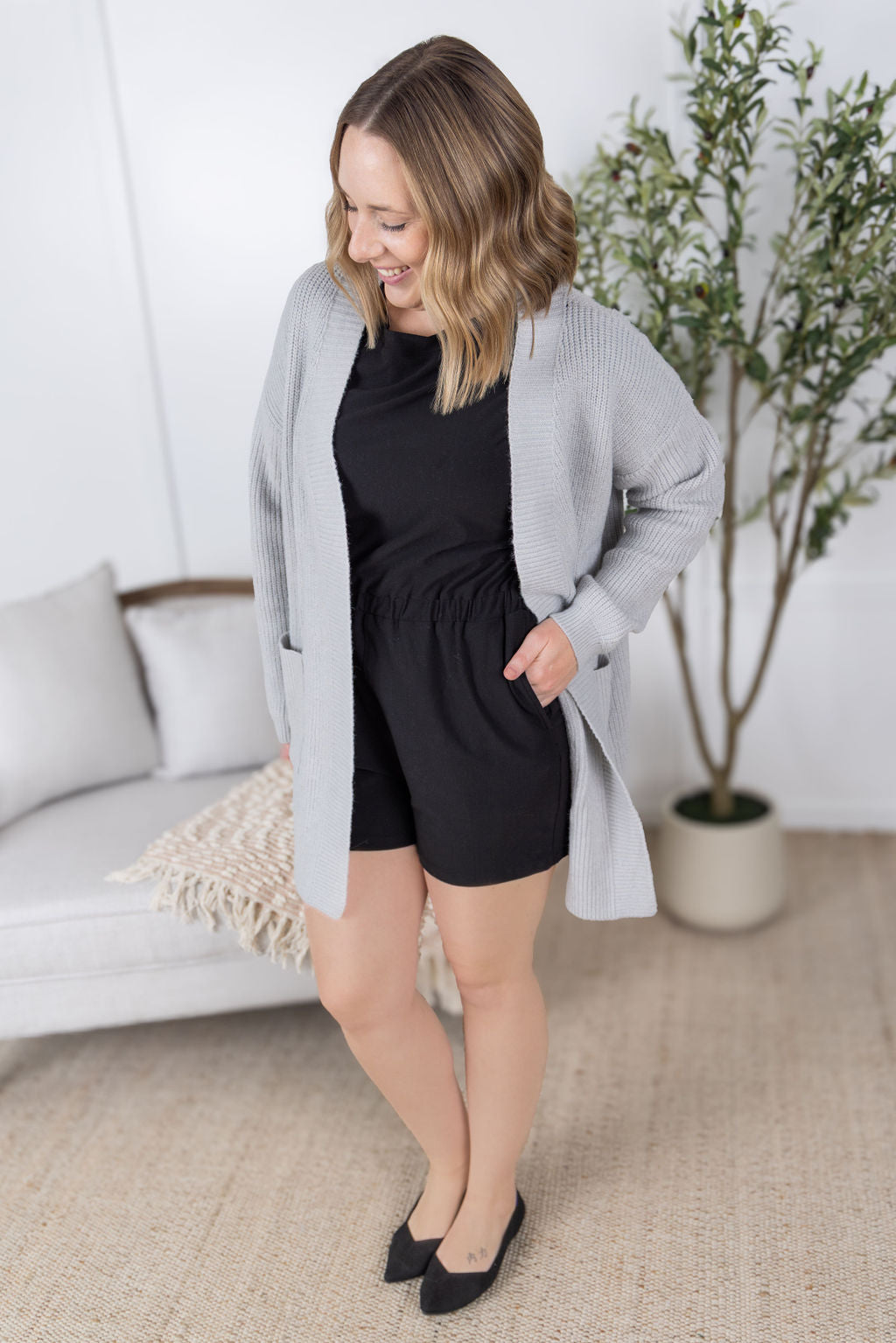 Layla Sweater Cardigan in Grey