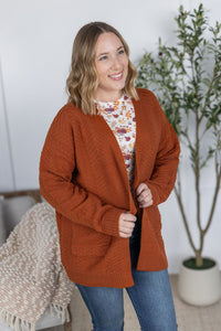 Billie Open Knit Cardigan in Rust