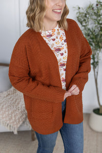 Billie Open Knit Cardigan in Rust
